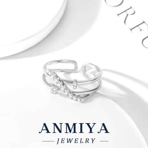 Double-Layered Design New Fashion Ring Hypoallergenic 925 Silver Trendy Festival Jewelry for Wholesale/Bulk Orders