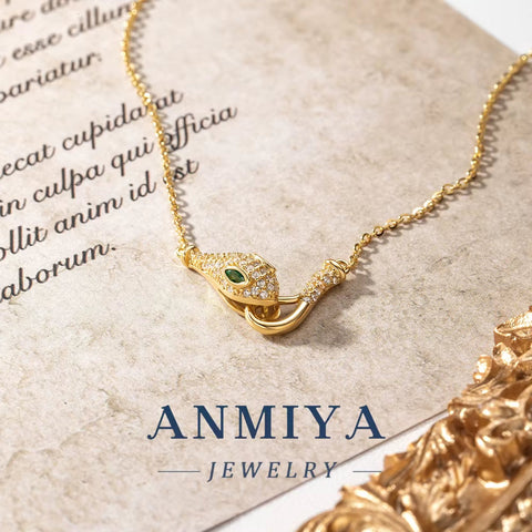ANMIYA 2025 Snake Head Micro Insert Zircon Necklace 18K Gold 925 Silver Plated Jewelry Necklace Set Women Luxury