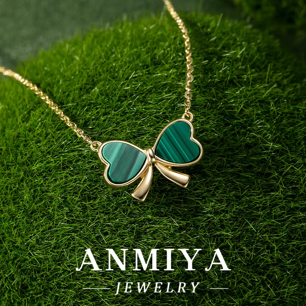 Exquisite Malachite Pendant Necklace in 925 Silver | Trendy Sterling Silver Jewelry for Women | Green Stone Silver Chain