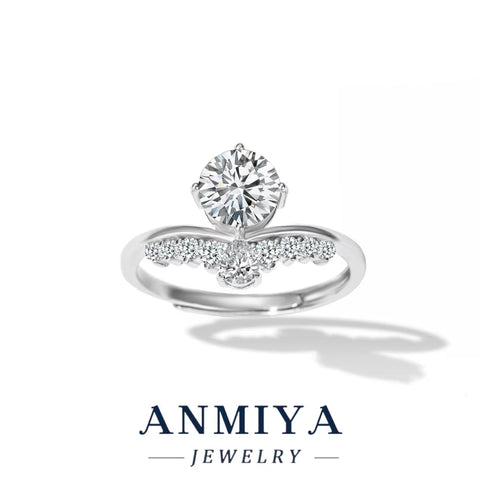 Retro Silver Jewelry Line - 925 Sterling Silver Vintage Moissanite Gemstone Ring for 1920S Theme Parties