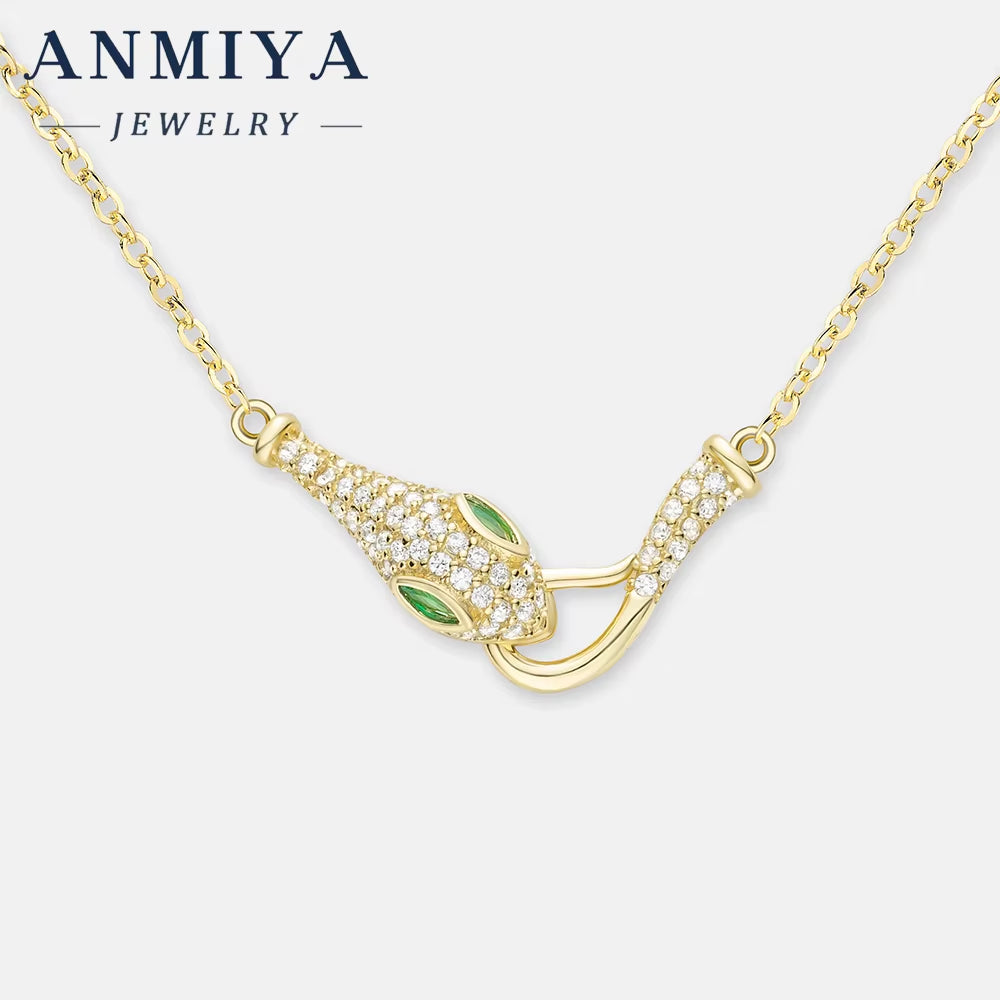 ANMIYA Maker 2025 Snake Head Micro Insert Zircon Necklace 14K Gold 925 Silver Plated Jewelry Necklace Set Women Luxury