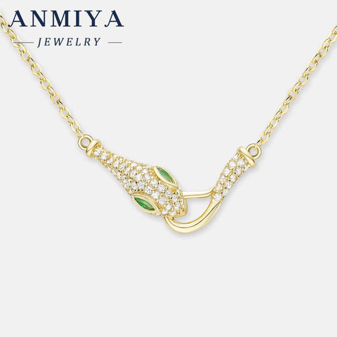 ANMIYA Maker 2025 Snake Head Micro Insert Zircon Necklace 14K Gold 925 Silver Plated Jewelry Necklace Set Women Luxury