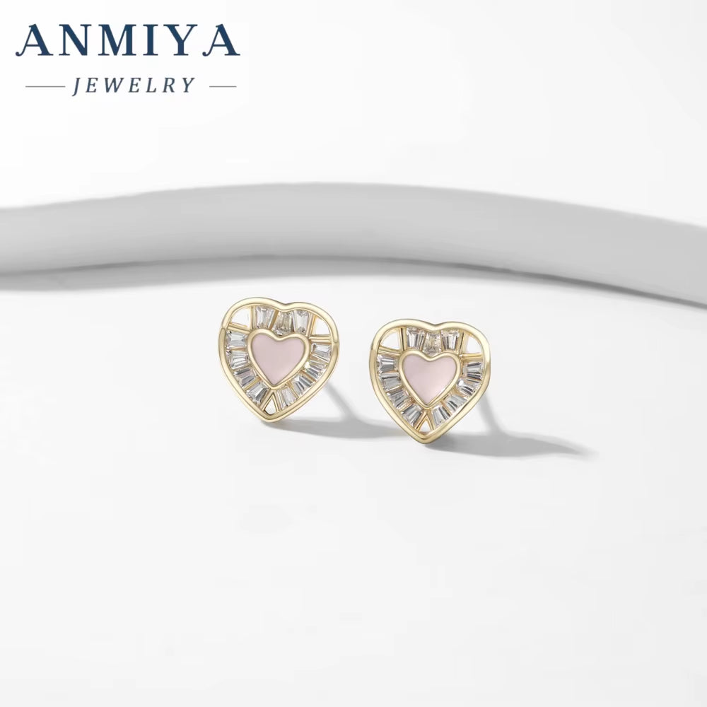 Wholesale Fashion Jewelry 925 Sterling Silver Love Heart Shape Stud Earrings Korean Earrings