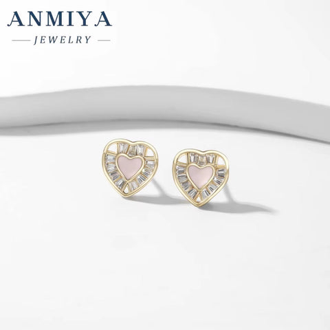 Wholesale Fashion Jewelry 925 Sterling Silver Love Heart Shape Stud Earrings Korean Earrings