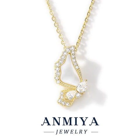 925 Sterling Silver Gold-Plated Butterfly with Cubic Zirconia Elegant and Minimalist Design Perfect Necklace for Daily Wear