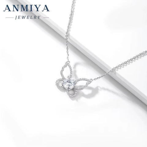 ANMIYA Necklace Golden Plating Fashion Women Jewelry 925 Sterling Silver Butterfly Necklace