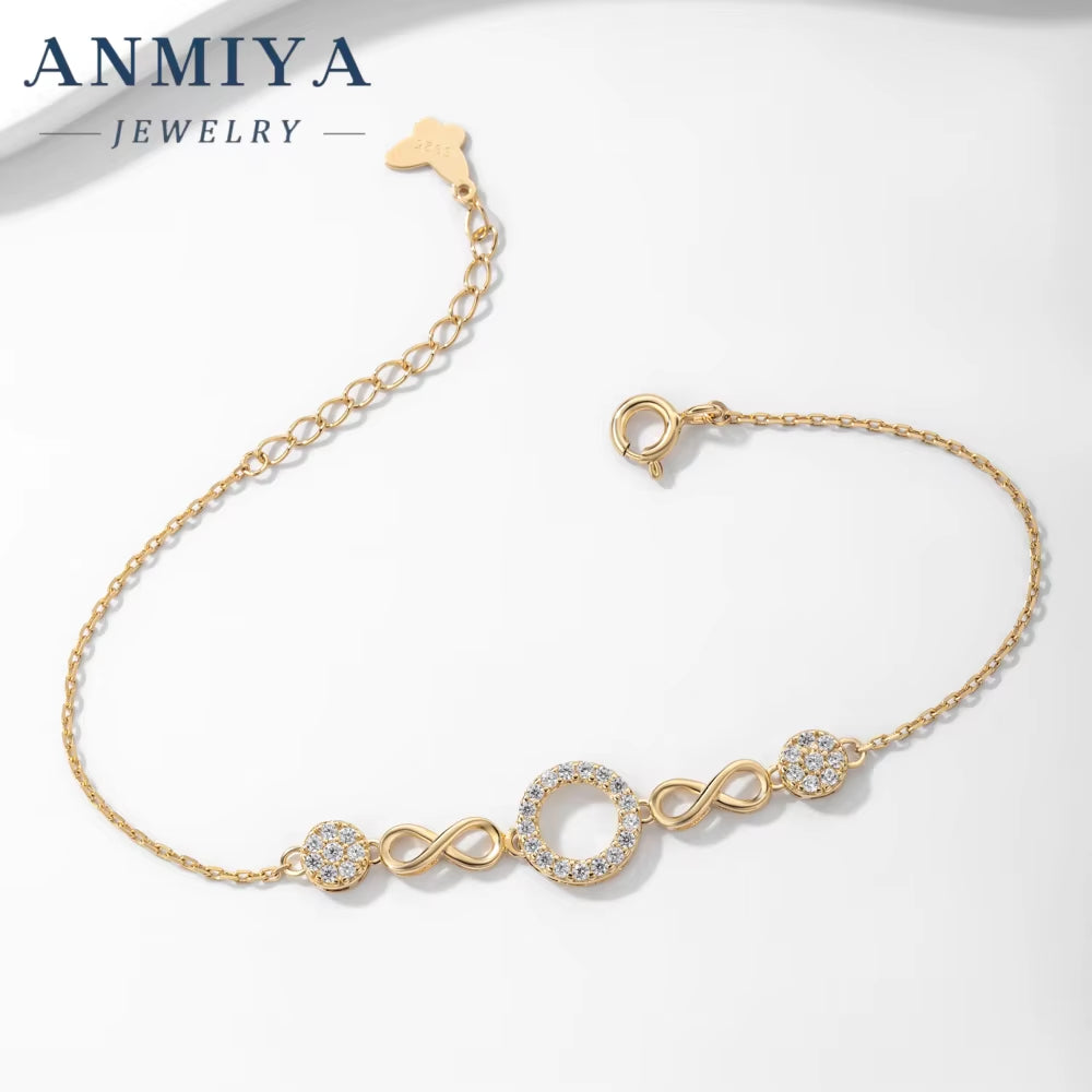 Wholesale Fashionable 18K Gold 925 Silver Eternity Tennis Bracelet Minimalist Wrist Chain with Zircon Charm Trendy Couples Gifts