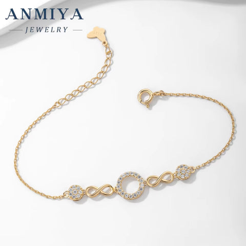 Wholesale Fashionable 18K Gold 925 Silver Eternity Tennis Bracelet Minimalist Wrist Chain with Zircon Charm Trendy Couples Gifts
