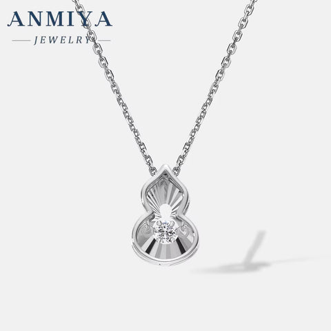 ANMIYA 925 Silver Calabash Shape Women Necklace Set Pearl Diamonds Pendant Necklace Fashion Jewelry for Women
