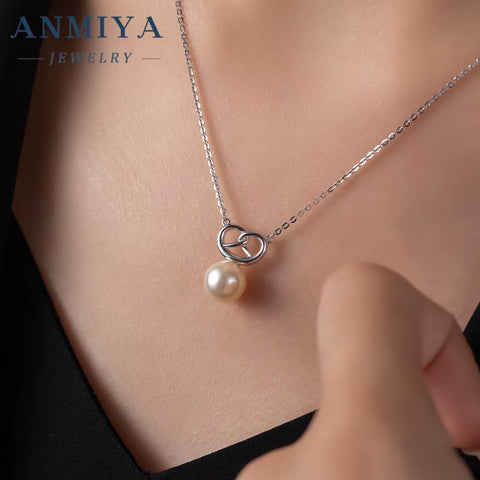 Minimalist Customize Heart Shape Fresh Water Pearl 925 Sterling Silver Women Charm Fashion Necklace for Women