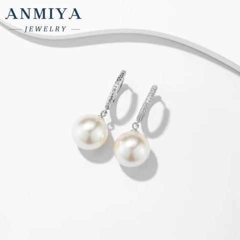 Korean Earrings Statement 925 Sterling Silver Sweet Baroque Pearl Hoop Earrings for Women