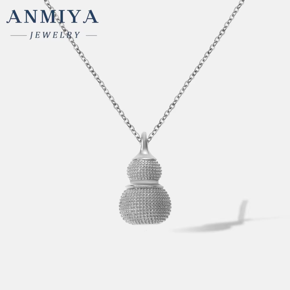ANMIYA Cute Calabash Pendant 925 Sterling Silver 18K Gold Necklace for Women Girlfriend