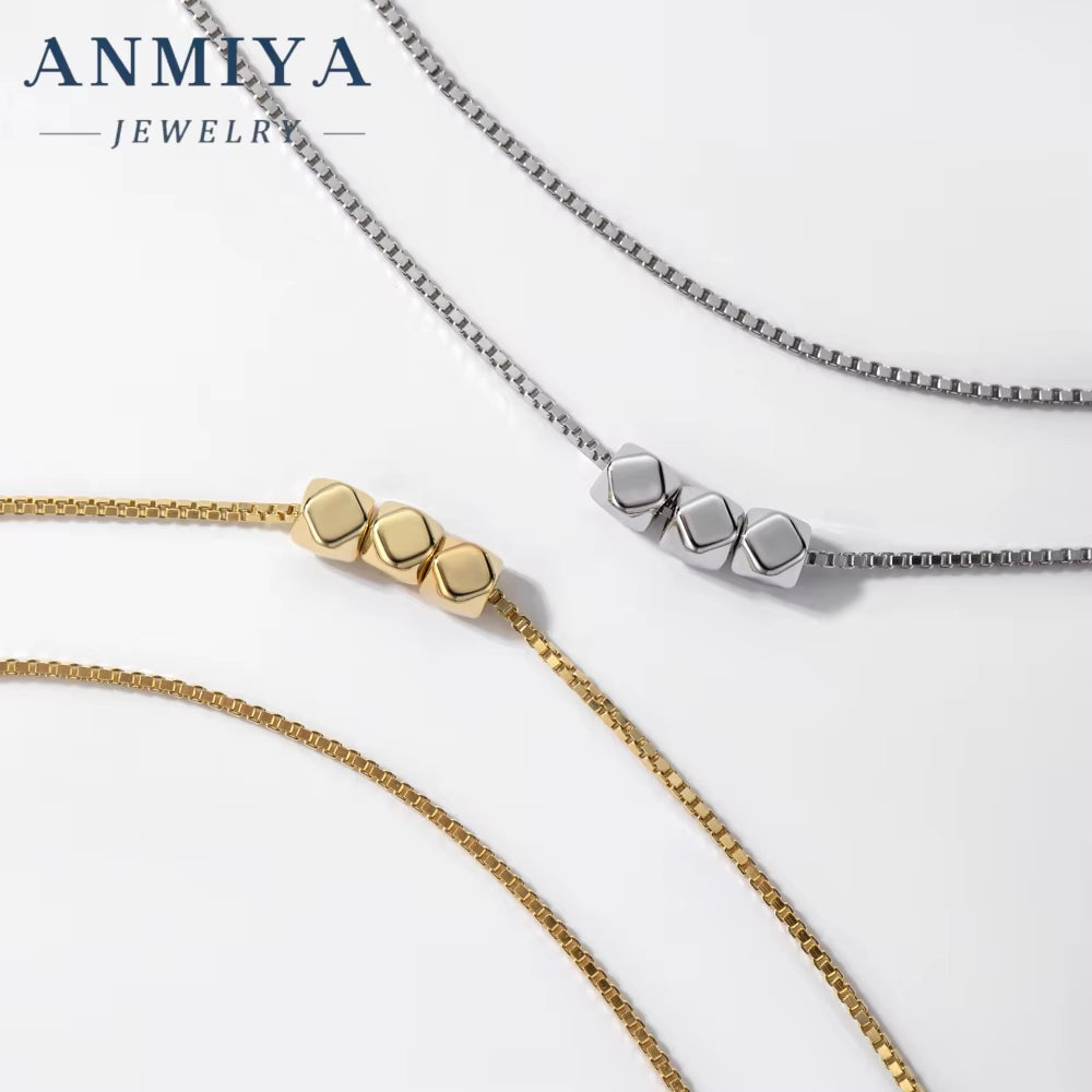 Layered Necklace 925 Silver Double Layer Necklace Trendy Multi Layer Gold Block Necklaces for Women New Arrival