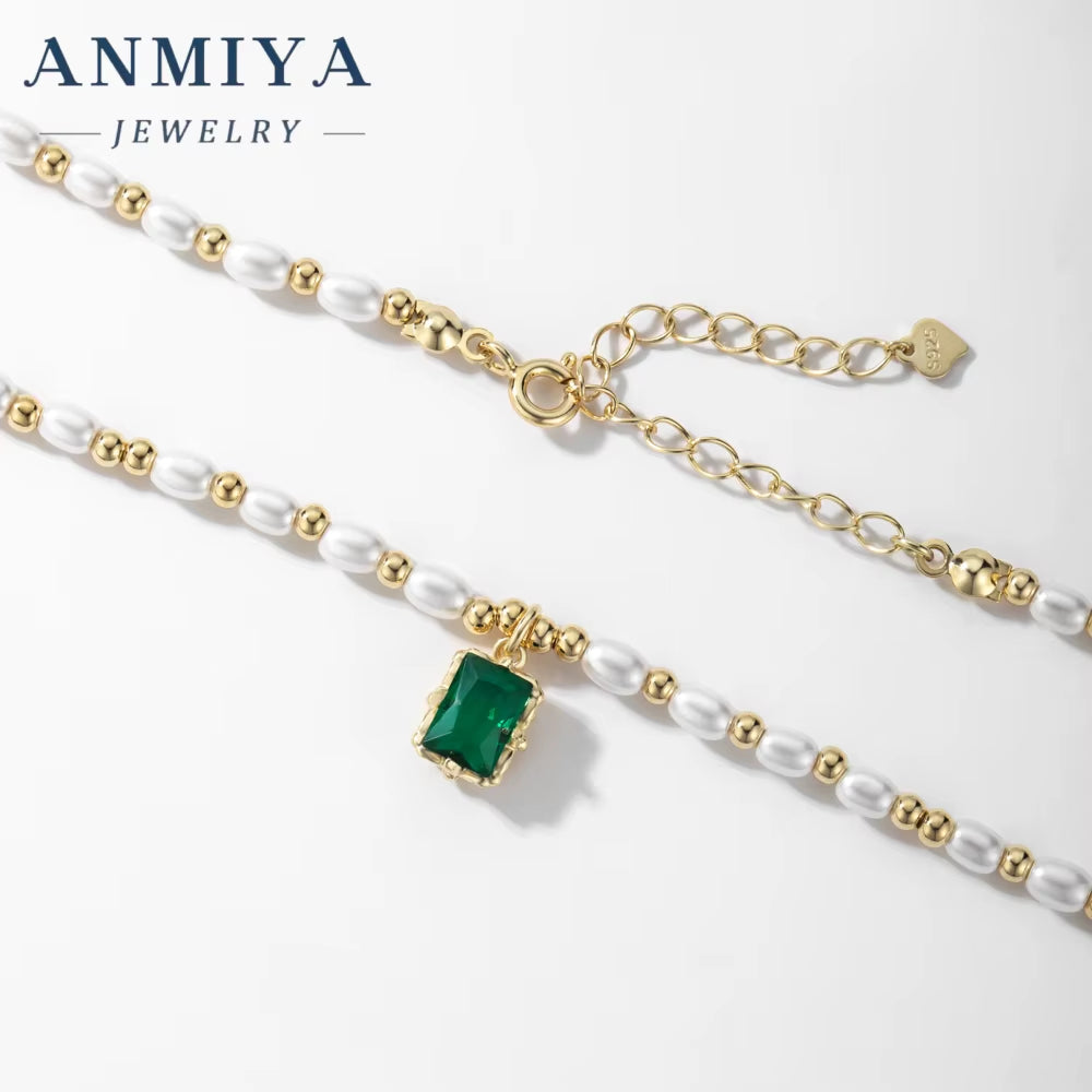 Fresh Water Pearl Necklace French Temperament Pearl Bead Collarbone Square Zircon Pendant 925 Silver Necklace for Women