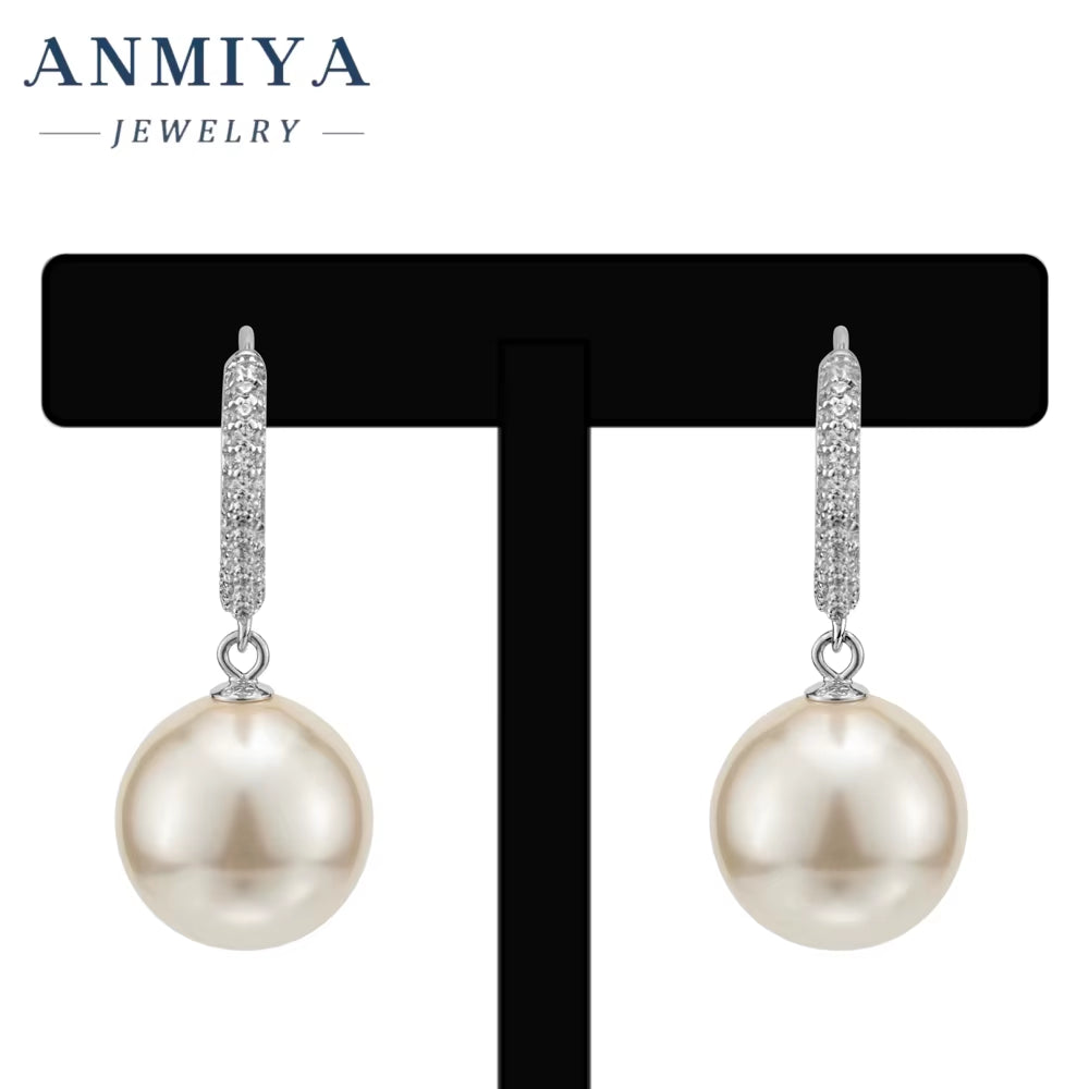 Real 925 Sterling Silver Sweet Baroque Pearl Hoop Earrings for Women Wedding Valentine'S Day Jewelry