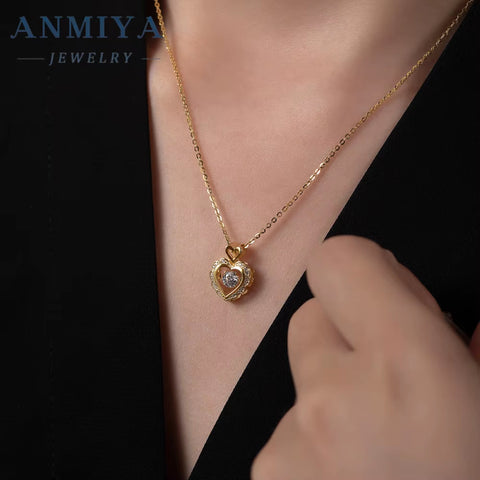 Sweet Girls Gift Love Heart Shape Women Bling Zircon Stone 925 Silver Plated Chain Cute Hollow Heart Pendant Necklace