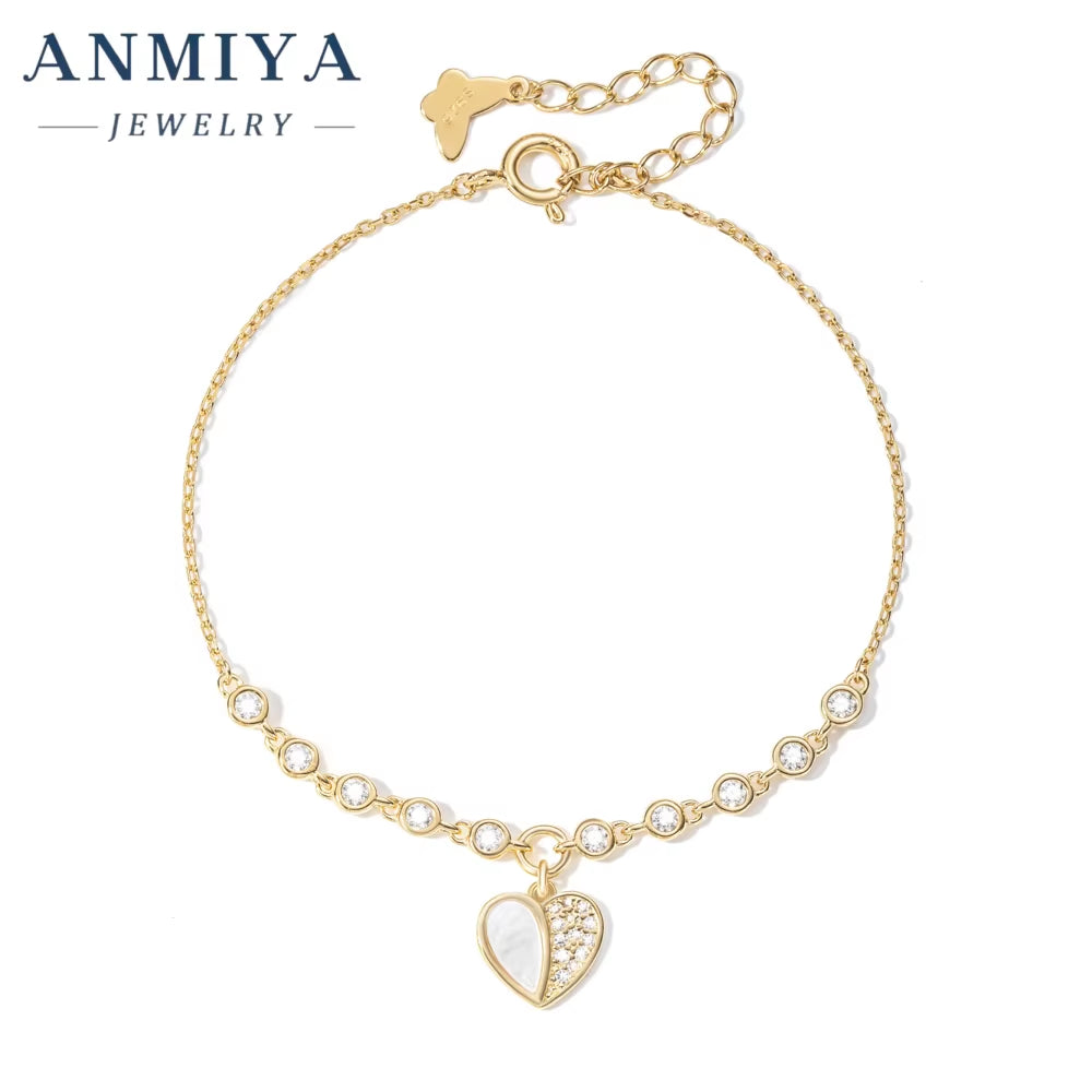 Silver Jewelry Durable Clover Bracelet, Geometric Heart Charm for Beach Vacation