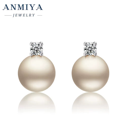 High Quality Fashion Jewelry Plated 925 Silver Needle Stud Cubic Zirconia Pearl Earrings for Women
