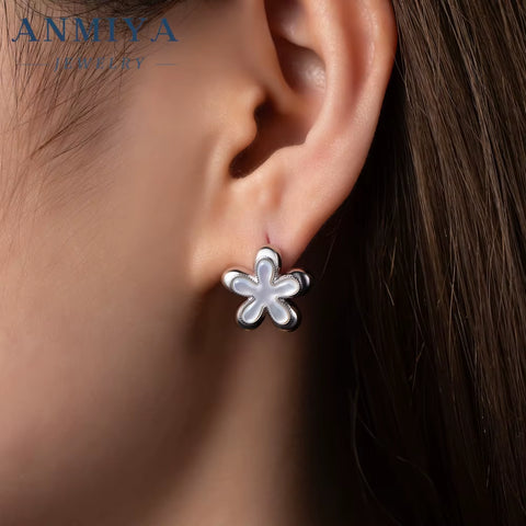 INS Hot Sale Crafted 925 Sterling Silver Necklaces Four Leaf Flower Luxury Ladies Flower Earrings Necklace Set Jewelry