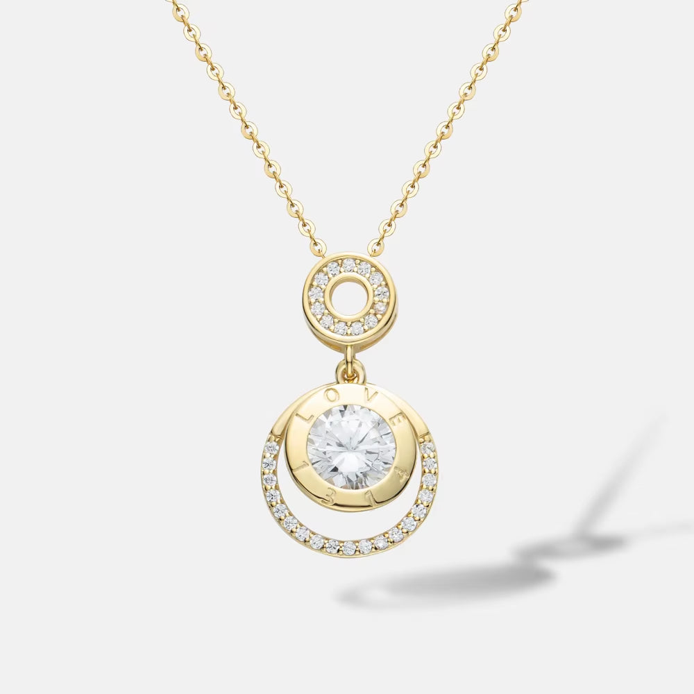 Fashion 925 Sterling Silver 18K Gold Plated Jewelry Chain round Brand Cubic Zirconia Pendant Necklace