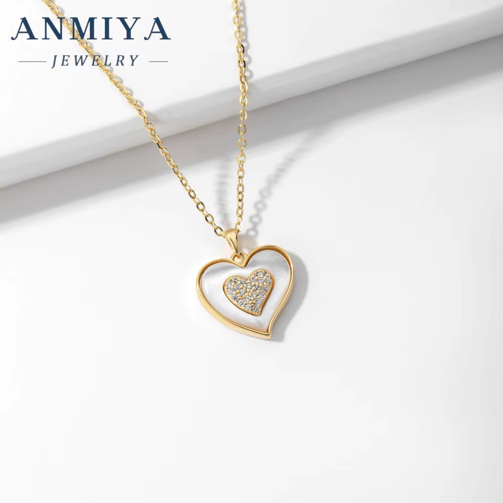 Custom Trendy Heart Shape Pendant 925 Silver Fine Jewelry 18K Gold Charm Necklace for Jewelry Making Couple