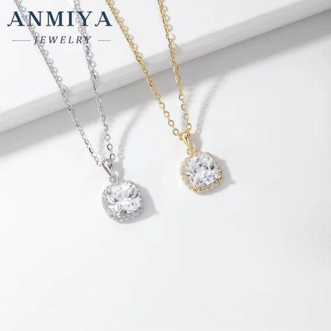 ANMIYA Factory Price Women Jewelry Wholesale Zircon Pendant Silver 925 Silver Necklace for Women