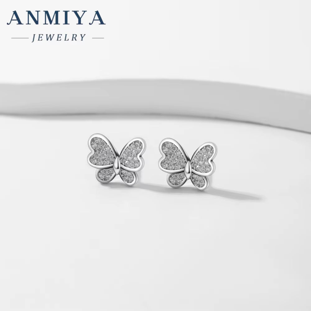 Luxury Jewelry Designer Earrings Silver Plated Women'S Romantic Stud Zircon Butterfly Earring Brand Earrings