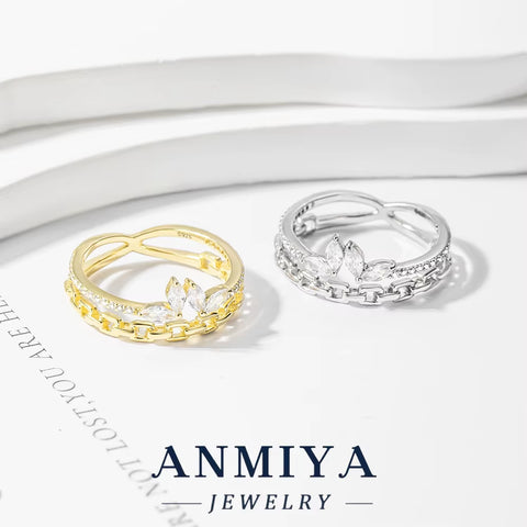 Trendy Bohemian Floral Layered Silver Ring Tarnish-Resistant 925 Silver Festival Jewelry for Bulk Purchases