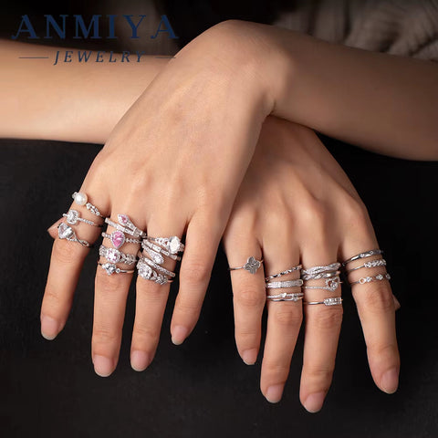 Simple Fashion Jewelry 925 Sterling Silver Plain Circle Ring Set for Women INS Style Niche Light Luxury Personality Base Ring