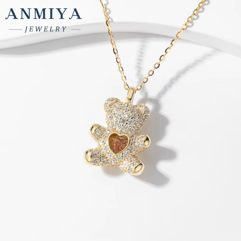 Bear Necklace Teddy Bear 18K Gold Plated Bear Pendant Necklace Jewelry Gift Necklace for Women