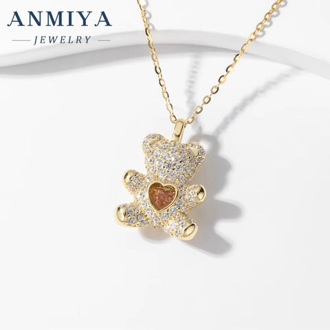 Bear Necklace Teddy Bear 18K Gold Plated Bear Pendant Necklace Jewelry Gift Necklace for Women