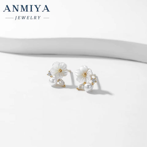 Factory Price 925 Silver Flower Gold Pearl Diamond Zircon Butterfly Pendant Earrings Waterproof Jewelry for Women