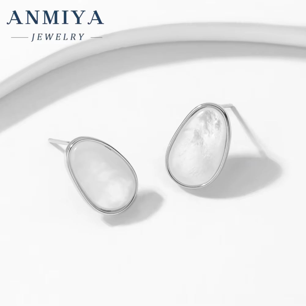 S925 Sterling Silver Korean Style White Shell Earrings Luxury Fashion Jewelry Wholesale Earrings