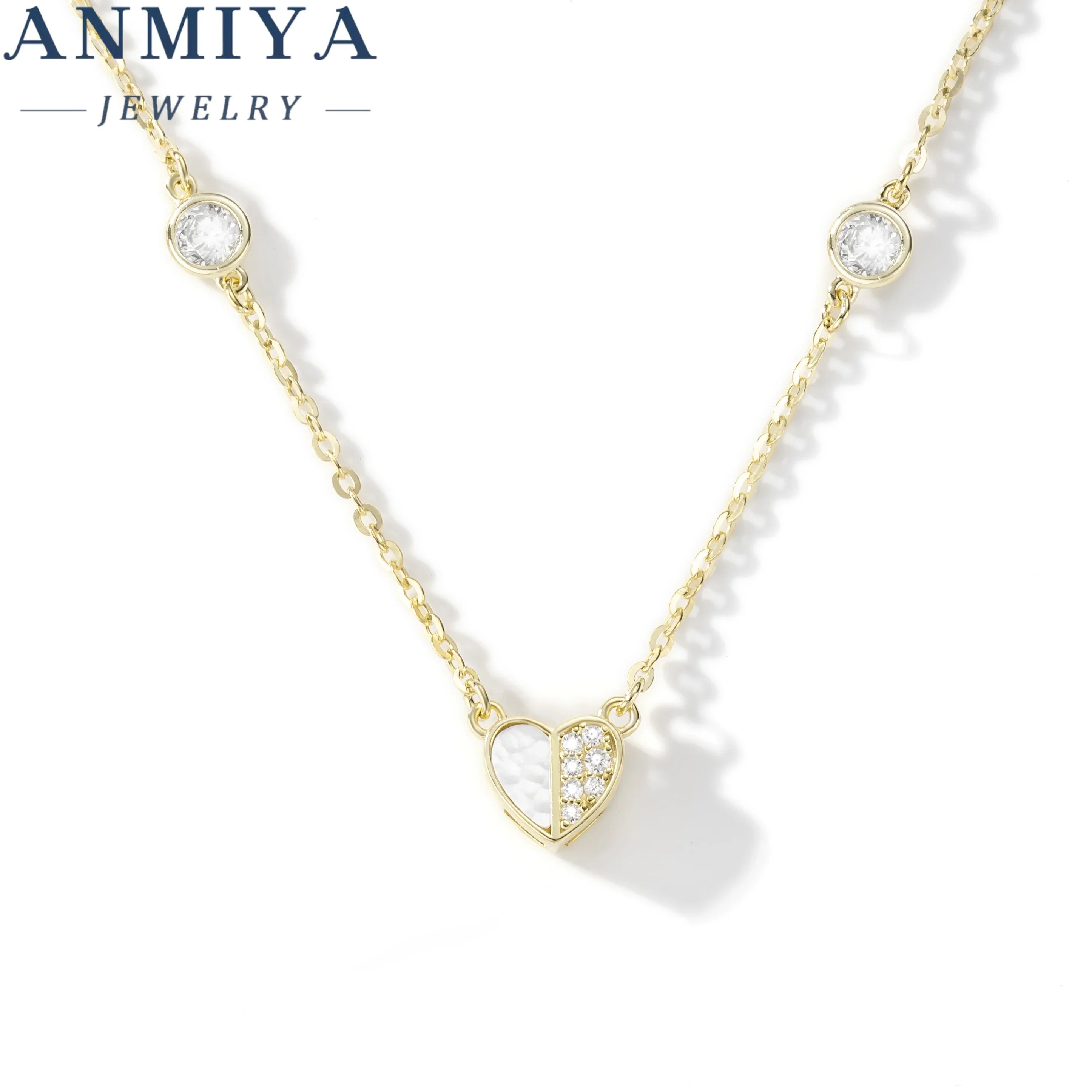 New 925 Sterling Silver Women'S Heart Shaped White Shell Zircon Pendant Charms for Necklace for Couples Valentine'S Day