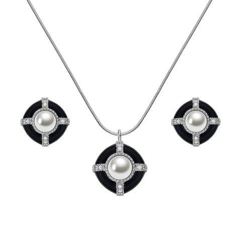 Latest Design Pearl Jewelry Accessories S925 Silver Stud Earrings Vintage Medieval Necklace Set for Women