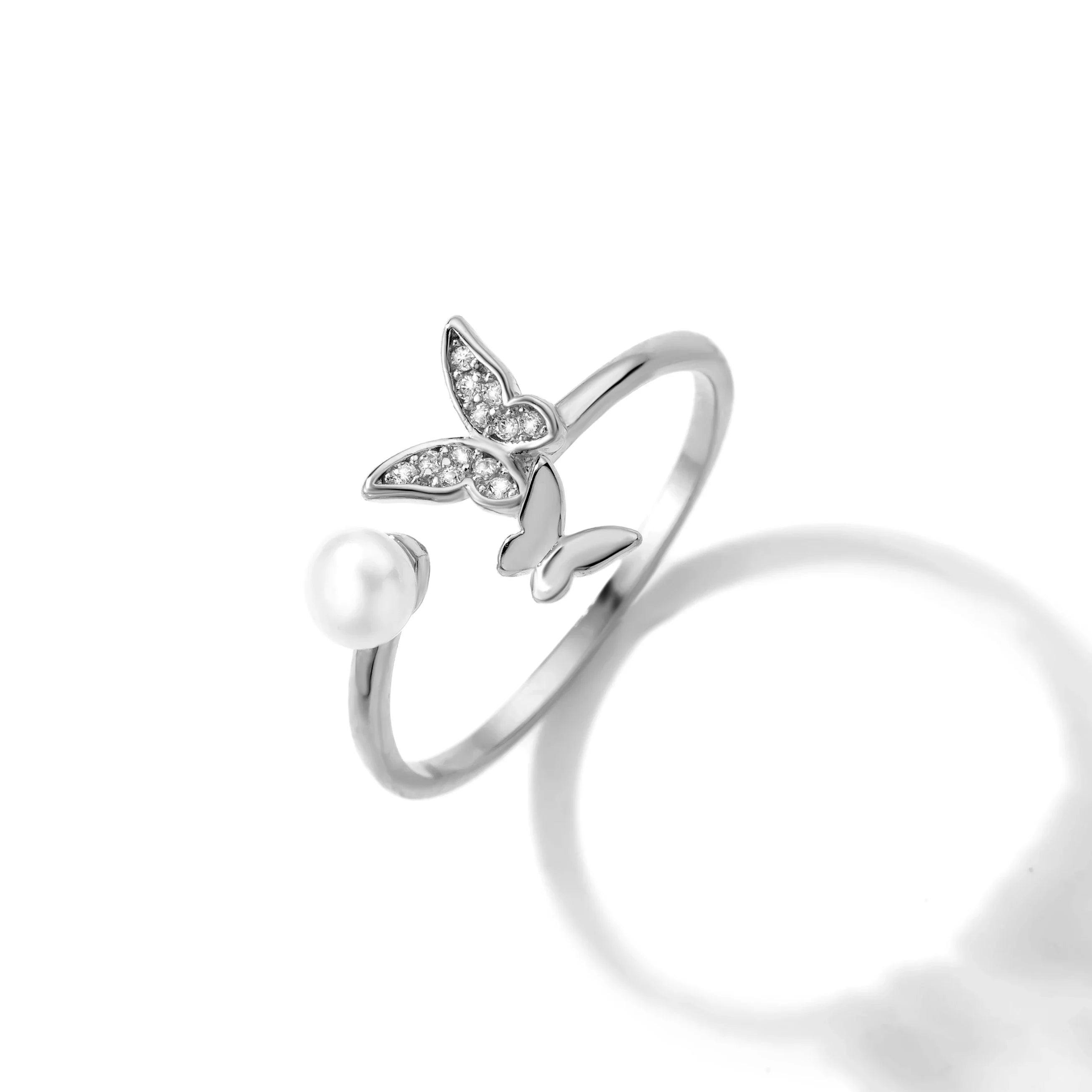 Fashion Design 925 Sterling Silver Evil of Eye Ring Open Adjustable Butterfly Finger Ring Engagement Rings for Women