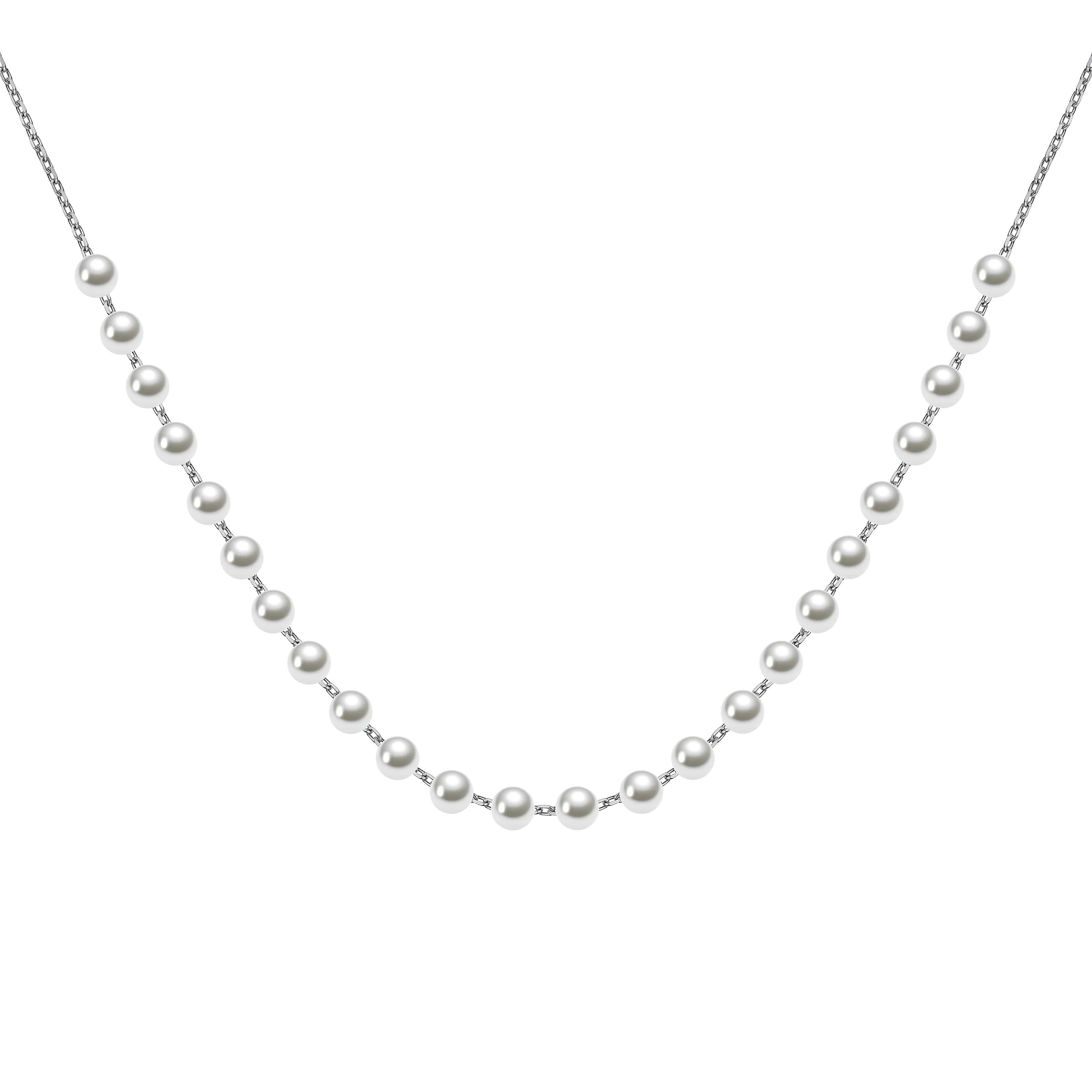 ANMIYA Beat Gift 925 Sterling Sliver Fashion Natural Color Freshwater Pearl Necklace for Women