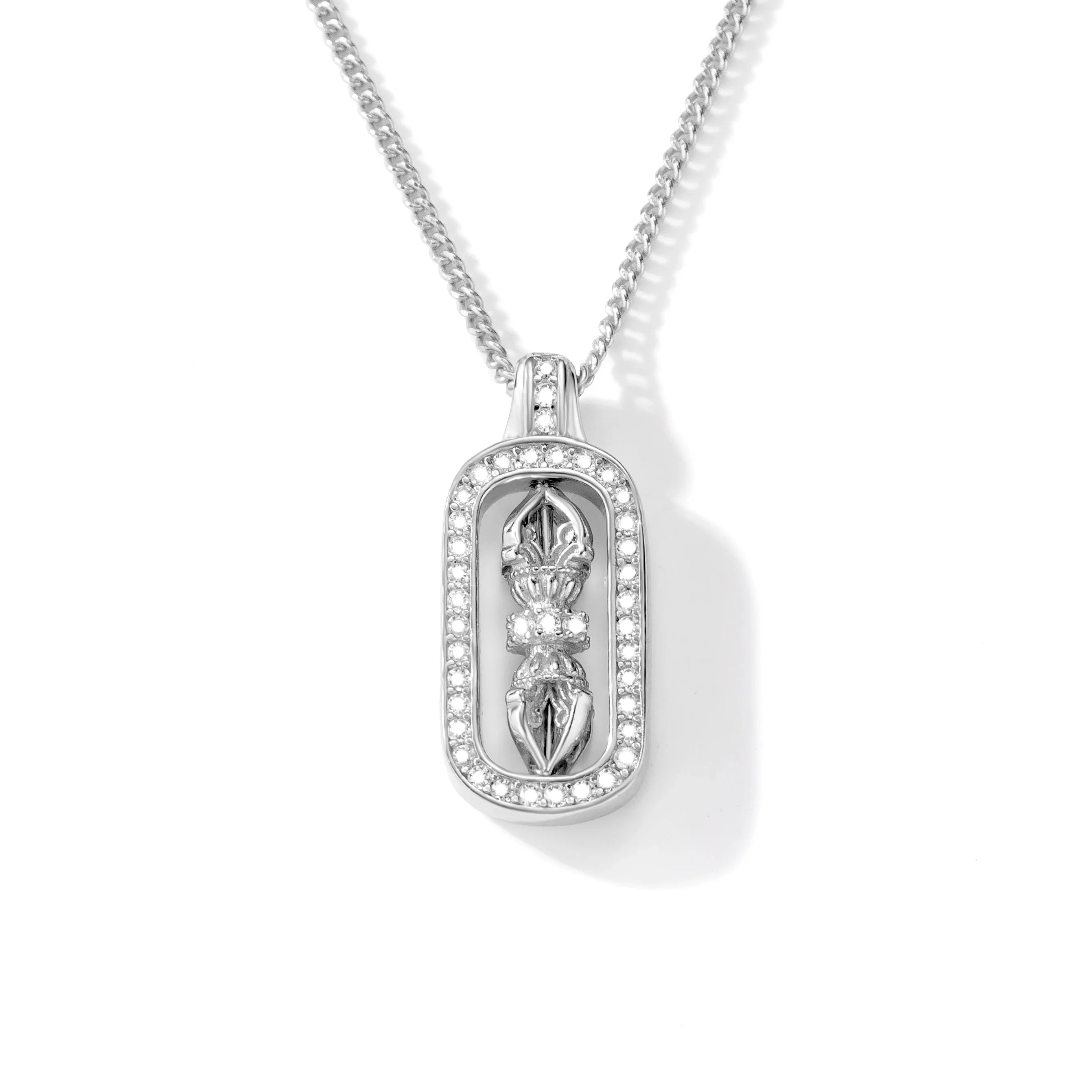 925 Sterling Silver Vajra Pendant Necklace 18K Gold Plated Spiritual Jewelry with Elegant Design for Men and Women