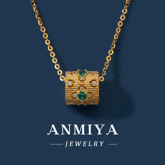 High Quality Glaring S925 Silver Green Zircon Beat Gift 925 Sterling Silver Necklace