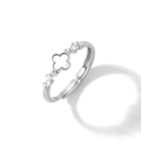 ANMIYA 925 Sterling Silver 18K Gold Plated Cubic Zirconia Clover Ring Twisted Eternity Band Ring for Women