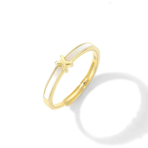 ANMIYA High Quality 925 Sterling Silver 18K Gold Plated Cubic Zirconia Clover Ring Eternity Band Ring for Women