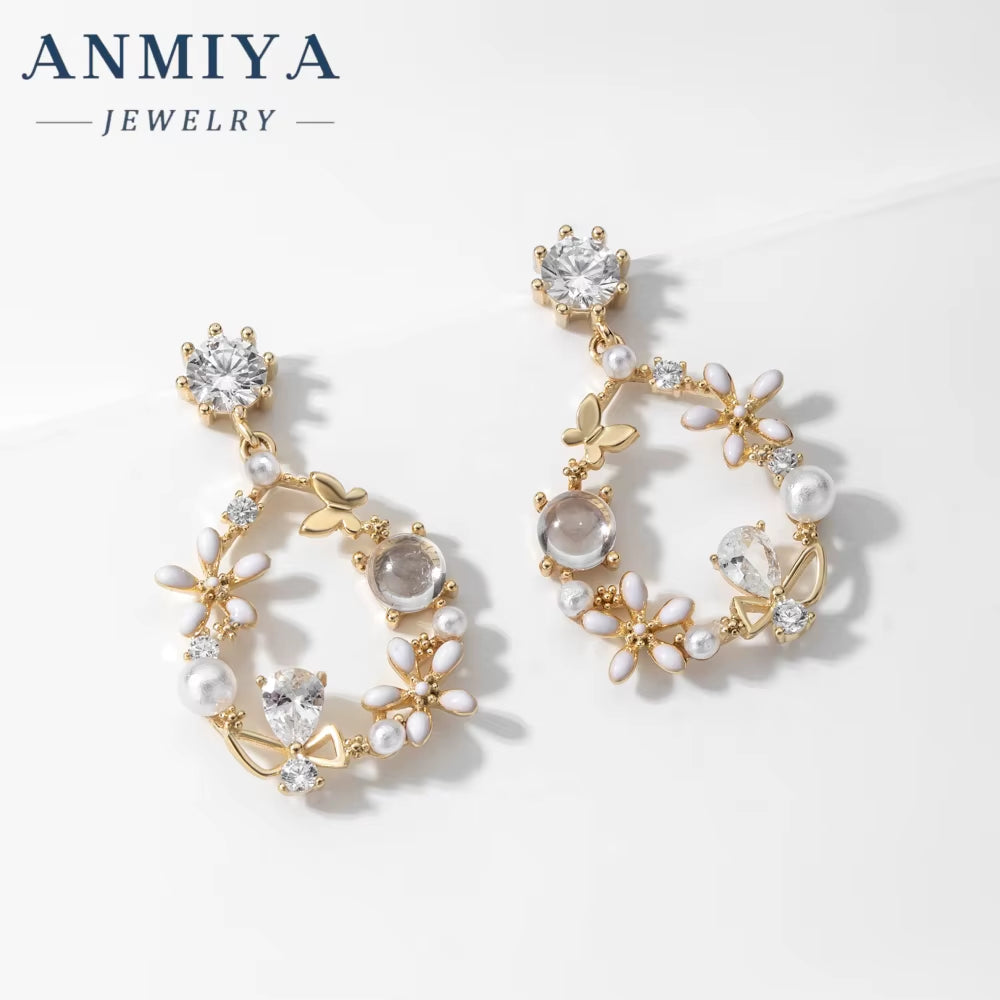 ANMIYA Fashionable Spring Summer Pop Garlands Earrings 18K Gold Plated 925 Earrings for Women