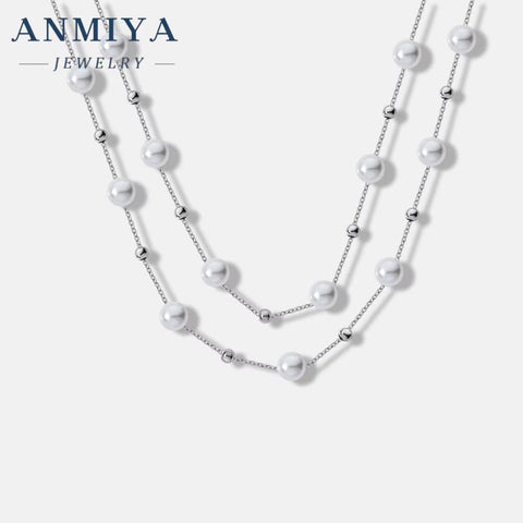 New Arrival 925 Silver Pearl Charms Necklace Link Chain Small Fresh Water Pearls Necklace