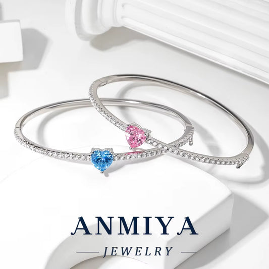 Stackable Silver Jewelry Mini Heart Bracelet, Delicate 925 Sterling Bangle for Layered Wristwear