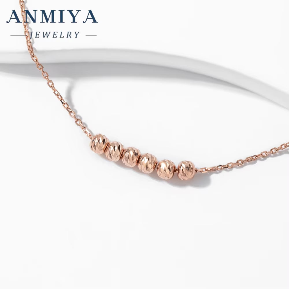 ANMIYA Rose Gold Plated 925 Silver Temperament Fine Jewelry Collarbone Bead Necklace for Women