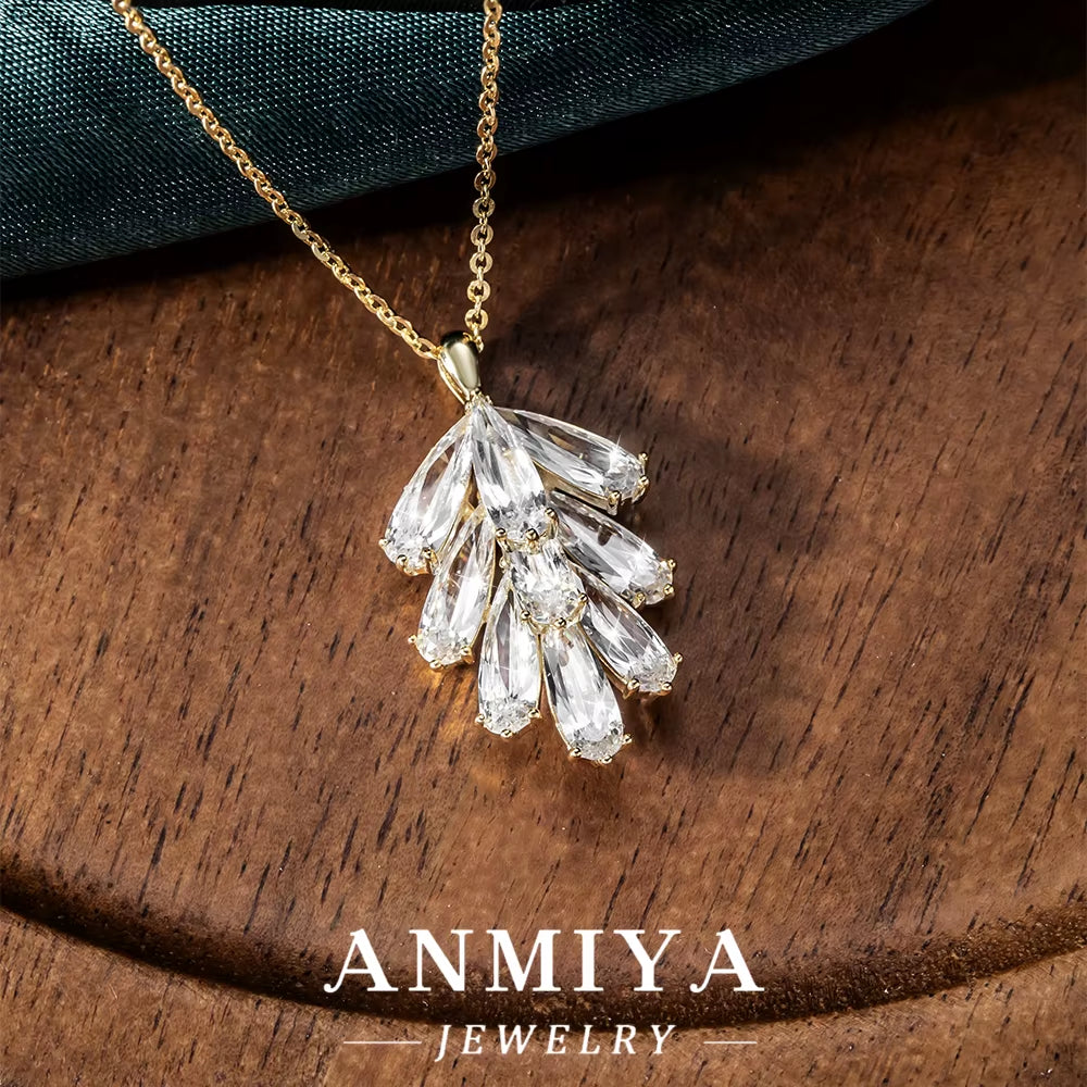 Luxury Water Drop Shape Silver 925 Set with Precision-Cut Zircon Stones Necklace and Drop Earring Sets for Anniversary