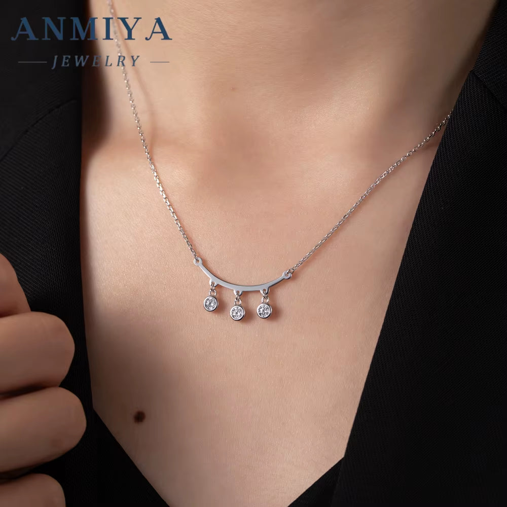 Fashionable Necklace Jewelry 925 Sterling Silver Tassels Zircon Collarbone Necklace Jewelry for Girl