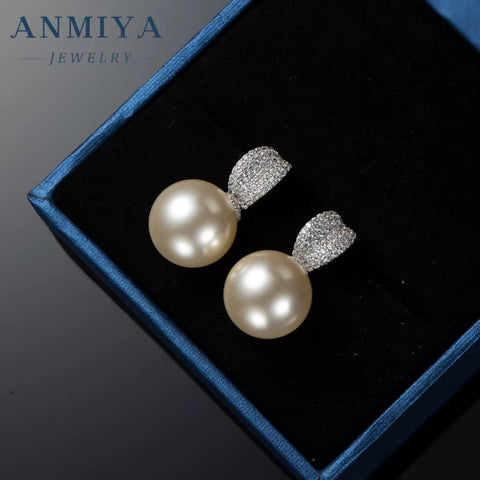 ANMIYA Dangle Fresh Water Pearl Vintage Elegant Sweet Girl Earrings for Fashion Women