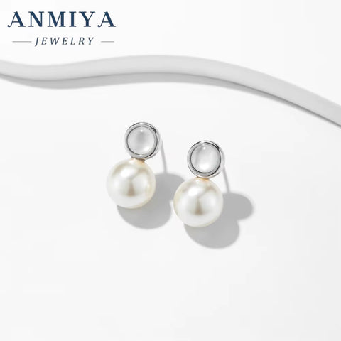 Wholesale Luxury Minimalist Baroque Pearl Cubic Zirconia Pearl Stud Earrings