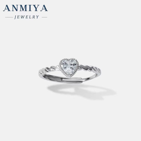 ANMIYA Wholesale 925 Silver Zircon Engagement Eternity Rings Women 925 Silver Diamond Emerald Radiant Oval Cut Ring